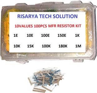 RISARYA MFR RESISTOR-A KIT OF 10 VALUE(100-PCS) 10PCS EACH 1E,10E,100E,150E,1K,10K,15K,100K,180K,1M Fixed Resistor