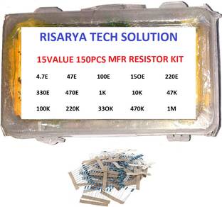 RISARYA MFR RESISTOR KIT OF 15 VALUE(150-PCS) 10PCS EACH 4.7E,47E,100E,150E,220E,330E,470E,1K,10K,47K,100K,220K,330K,470K,1M Fixed Resistor