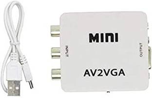 TERABYTE Mini AV2VGA Video Converter Convertor Box AV RCA CVBS to VGA Video Converter Conversor with 3.5mm Audio to PC HDTV Converter Media Streaming Device