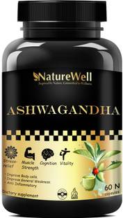 Naturewell 100% Pure Ashwagandha Extract Capsules Veg - 60 Capsules (Pack of 1) (Natural)