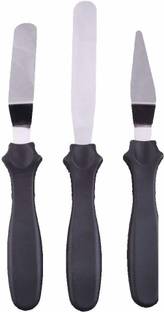 LUMZIA 3-in-1 Multi-function Stainless Steel Cake Icing Spatula Knife Set of 3 Pieces Stainless Steel Cake Server