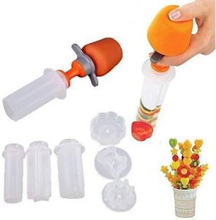 SHREEJIIH Plastic Pop Chef Fruit Cutter Cake Cookie Vegetable Shape Slicer Mold Decorating Tools, 6- Pieces Set Vegetable & Fruit Slicer
