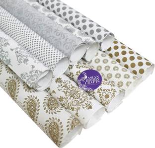 ASIAN HOBBY CRAFTS Printed Gift Wrapping Paper (Assorted Design, Size - 26" x 19" Inches) : Pack of 10 Sheets - Golden/Silver Width: 26" Inches , length: 19" Inches per Sheet (approx.) : Pack of 10 sheets paper Gift Wrapper