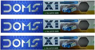 DOMS Xtra Super Dark XI Pencil Box With Sharpener And Eraser Pack Of 3 Pencil