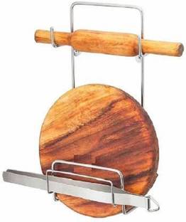 Exiito kitchen Chakla/Belan Kitchen Rack Steel Stainless Steel Rolling Pin Holder 6mm Wire (Chakla Belan and Chimta Stand) Kitchen Rack Cutlery Kitchen Rack (Steel) Chakla/Belan Kitchen Rack (Steel)