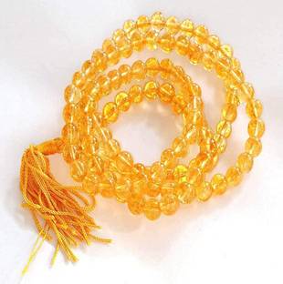 KUNDLI GEMS Yellow Sapphire Mala Stone natural Pukhraj Certified Stons Beads Astrological Purpose And Fashionable for unisex Beads Stone Chain