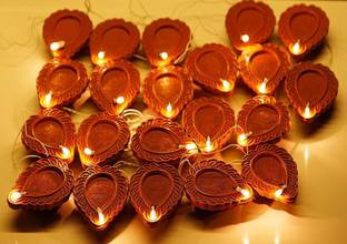 Fiesta Diya Lighting for Diwali Decoration String Lights 21 LED Diya/Candle Light for Home dcor electrical light Candle