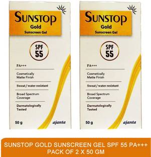 SUNSTOP Sunscreen - SPF 50 PA+++ GOLD SUNSCREEN GEL SPF 55 PA+++ - best sun protection cream(pack of 2)50g