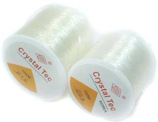 Crafto Clear Crystal Elastic Cord Thread Beading String Cord for Beading and Jeweller Making 100 Mtrs Spool, Size 0.60 mm and 1 mm Combo