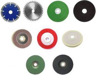 Inditrust 4"Inch Combo Wheels Discs Suitable For Cutting Wood / Metal / Brick / Marble , Grinding , Polishing & Buffing Hand Tool Kit (9 Tools) Metal Cutter 4"Inch Combo Wheels Discs Suitable For Cutting Wood / Metal / Brick / Marble , Grinding , Polishing & Buffing Hand Tool Kit (9 Tools) Metal Cutter