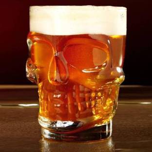 jay gatrad seller Flexus SKULL BEER MUG Glass Beer 550 ml (pack of 2) Glass Beer Mug