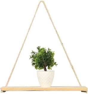 thecraftman Wood Wall Hanging Shelf, Wood Floating Shelves, Hanging Swing Rope Shelves White Rope Hanging Shelves, Rustic Wall Decor Swing Shelf, Wall Display Shelves for Home/Office Decor(Pack of 3) Pack of 3