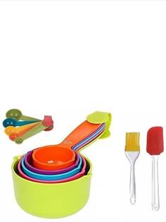 YS Creation Combo 10pcs Colourfull Measuring cups + Spetula Set Brush Kitchen Tool Set Kitchen Tool Set