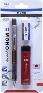 Tombow Mono Graph 0.5 mm Lead, Eraser and Shaker Red Mechanical Pencil