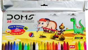 DOMS Plastic Crayons 28 Shades: Easy to Erase and Sharpen
