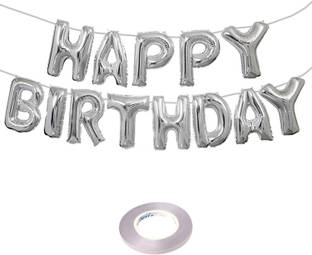 DECOR MY PARTY Happy Birthday Letter Foil Balloon Banner Set For Party Decoration