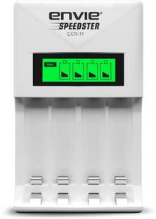Envie Ultra Fast Charger ECR 11 | For AA & AAA Ni-mh Rechargeable Batteries | With LCD Display | 1800MA Output Current (White) (ECR 11)  Camera Battery Charger