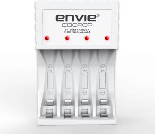 Envie Ultra Fast Charger ECR 20 MC | For AA & AAA Ni-mh Rechargeable Batteries | With LED Indicator | 600MA output current| Compatible with Power Banks | Car Charger | Laptop | Travel Adapter (White) (ECR 20 MC)  Camera Battery Charger