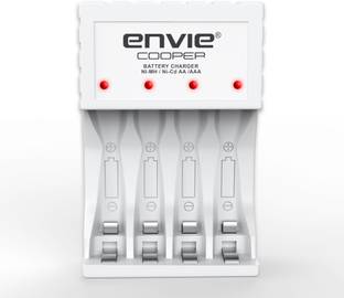 Envie Ultra Fast Charger ECR 20 MC | For AA & AAA Ni-mh Rechargeable Batteries | With LED Indicator | 600MA output current| Compatible with Power Banks | Car Charger | Laptop | Travel Adapter (White) (ECR 20 MC)  Camera Battery Charger