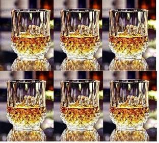 vetreo (Pack of 6) Crystal Diamond Imported Whiskey Glasses, Serving Glass Red Wine Glass Set Whisky Glass
