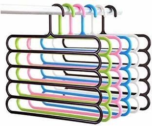 Grovent 8 Pieces Multi-Purpose 5 Layer Clothes Hanger Wardrobe Storage Organizer Plastic Plastic Shirt Pack of 8 Hangers For  Shirt