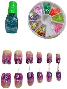 Dhinchak Nail Art Kit Includes Design Glitter Beads Stamping Glue MakeUp Cosmetic Set, box size- 16/10.5