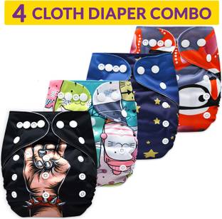 Bembika Washable Reusable Cloth Diaper for Babies (0-2 Years) -Combo of 4