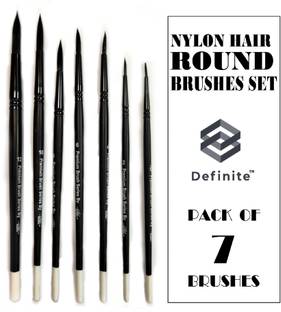 Definite Professional Hobby Series Nylon Hair Round Painting Brushes Ideal for Beginners, Students, Professional Artists; Anti-Shedding Nylon Hair to use for Acrylic Colour, Tempera, Water Colour and Gouache.