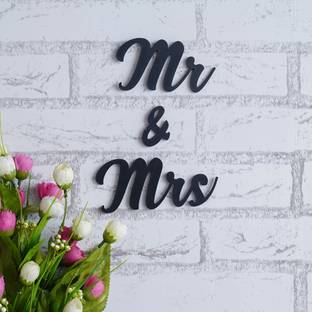 WEBELKART Designer Mr. & Mrs. MDF Cutout Ready to Hang Home Décor Wall Art Pack of 3