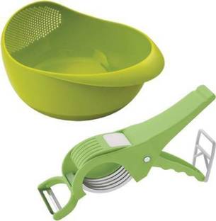 KB Sells Rice Washing Bowl And Vegetable Cutter Combo For Rice, Fruit, Vegetable (Pack of 2) Kitchen Tool Set