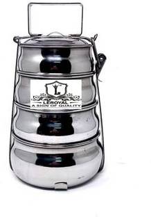 LEROYAL Stainless Steel Pyramid Shape 4 tier Lunch Box/tiffin box 4 Containers Lunch Box