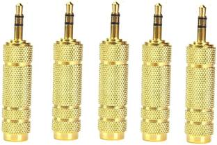 LipiWorld Gold 3.5mm Stereo Male to 6.3mm Stereo Female Adapter Converter Plug Jack -Gold (5 PCS) Phone Converter
