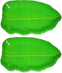 Laserbot Large Banana Leaf South Indian Round Dinner Lunch Serving Melamine Plate All Occasions Tray