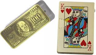 SLS FLAME 100 DOLLAR And BADSHAH Card Shaped Lighter Red Flame Cigarette Pocket Lighter Pack Of 2 Pocket Lighter