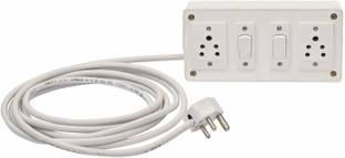 Sophronia Polycarbonate Extention Board with (6 Amp 2 Switch,6 Amp 2 Socket, 6 Amp 1 Top) 2 Socket Extension Boards (15 Meter) 2  Socket Extension Boards