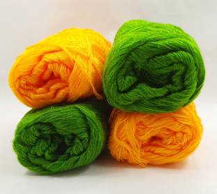 STATIONARY VILLA 3 PLY _KNITTING _WOOL_YARN_ YELLOW_GREEN_SET OF 4