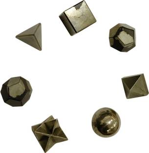 Shubhanjali Pyrite Sacred Geometry Set Energy Generator Aura Cleansing Home Décor,Harmonize Pyrite Stone 7 Pieces Sacred Geometry Set,Platonic Solid Shape,Healing Crystal, Geometry Set-7 Gemstone Set Decorative Showpiece  -  1 cm