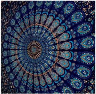 Art World Blue Twin Mandala Tapestry Wall Hanging Indian Cotton Tapestries Bedspread Picnic Beach Throw Blanket Wall Art Hippie Tapestry Bed Cover (Blue, Twin) Blue Twin Mandala Tapestry Tapestry