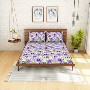 SPACES 104 TC Cotton Double Solid Flat Bedsheet