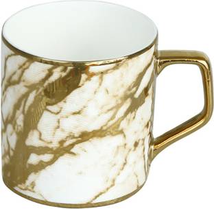 Femora Pack of 6 Ceramic, Bone China Indian Ceramic Fine Bone China Golden Line Tea Cup - (190 ML)