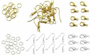 Crafto Jewellery Making Most Essentials Acessories-Lobster Clasps Claw Earring Hooks & Jump Ring in Golden & Silver