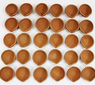AtoZzone Made out of natural Mud to serve as a permanent Natural decoration Earthenware (Pack of 20) Table Diya