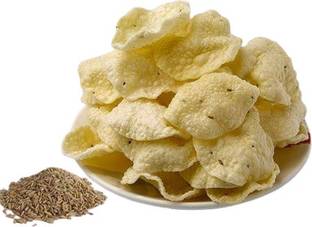 Nature's Bridge Homemade Jeera Rice Papad Jar Pack (400 gm) / Rice Papad / Papad / Crunchy Jeera Papad / Snacks / Papadums Jeera Papad