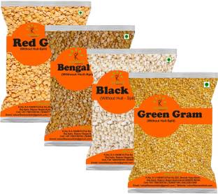 Value Life Combo (Split) (Red Gram 1kg, Bengal Gram 1kg, Black Gram White Split 1kg, Green Gram Yellow 1kg. Pack Of 4)