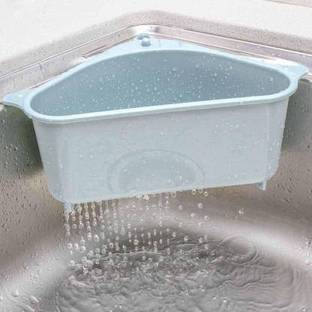 ANVITECHNO Multifunctional Sink Basket, Drain Shelf, Storage Rack for Bathroom, Sponge Plastic Wall Shelf