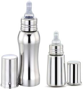 Beautiq Baby Collections Stainless Steel Baby Feeding Bottle 300ml and 150ml Combo Pack - 450 ml