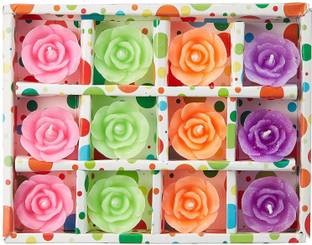 PS CREATIONS Company Wax Rose Shape Flower Floating Candles for Diwali/Valentine/Christmas/Birthday/Party Smokless (Multicolour) Candle