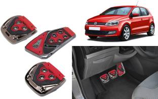 Selifaur 3 Pcs Red Non-Slip Manual Car Pedals kit Pad Covers Set for Volkswagen Polo Car Pedal