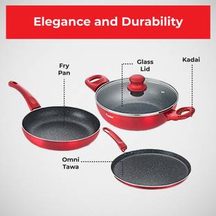 Prestige Metallica Induction Bottom Non-Stick Coated Cookware Set