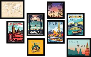 Rainbow Arts Retro Theme Framed Posters for Restaurant Bar and Studio Wall Decor - Travel Theme Paintings with Frame for Travel Lovers - Paintings for Home and Office Decor Digital Reprint 36 inch x 47 inch Painting